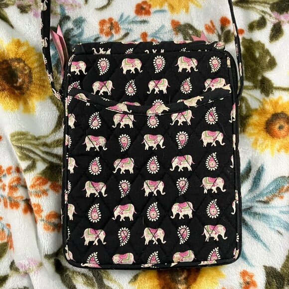 Vera Bradley Mini Hipster Bag Pink Elephant Quilted Paisley Crossbody - Picture 2 of 8